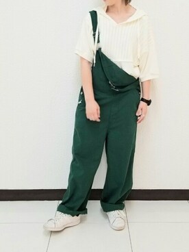 「DOUBLE NAME（ダブルネーム）のアイテム（オールインワン・サロペット）」を使った、DOUBLE NAME_officialさん（レディース・157cm）の夏コーディネート