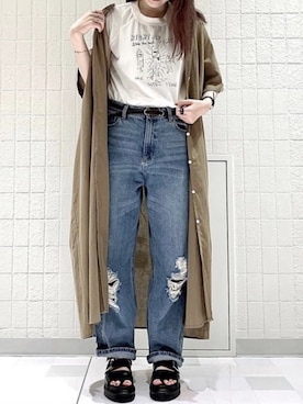 「DOUBLE NAME（ダブルネーム）のアイテム（シューズ）」を使った、DOUBLE NAME_officialさん（レディース・160cm）の夏コーディネート