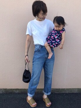 「おおぶりピアス」｜「アイテム（Tシャツ/カットソー）」を使った、nyaaa❇︎さん（レディース・164cm）の秋コーディネート