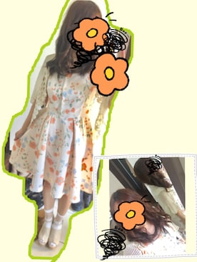 「dazzlin（ダズリン）のヴィンテージ花柄ワンピース（ワンピース）」を使った、えっちゃんさん（レディース・151cm）の夏コーディネート