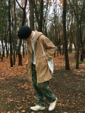 「迷彩パンツ」｜「アイテム（ニット/セーター）」を使った、hidoide さん（メンズ・171cm）の冬コーディネート