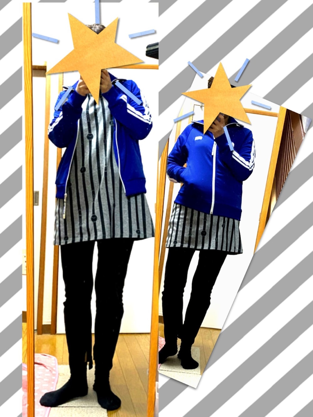 「ジャージ、部屋着、まったり、おしゃれさんと繋がりたい、仕事コーデ」｜「Design Tshirts Store graniphのよく見ると時計柄（ワンピース、グレー系）」を使った、mizuwakaki07さん（レディース・166cm）の秋コーディネートの1枚目の写真