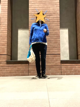 「アイテム（パーカー、ブルー系）」を使った、mizuwakaki07さん（レディース・166cm）の秋コーディネート