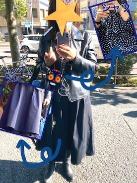 「GUコーデ」｜「アイテム（ライダースジャケット）」を使った、mizuwakaki07さん（レディース・166cm）の秋コーディネート