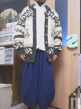 「カウチン」｜「アイテム（ジャケット/アウター）」を使った、ojyaさん（レディース・153cm）の冬コーディネート
