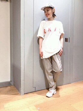 「柄物」｜「アイテム（帽子）」を使った、URBAN RESEARCH Storeさん（レディース・160cm）の夏コーディネート