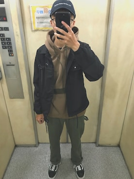 「SMGのアイテム（帽子）」を使った、for funさん（メンズ・170cm）の冬コーディネート