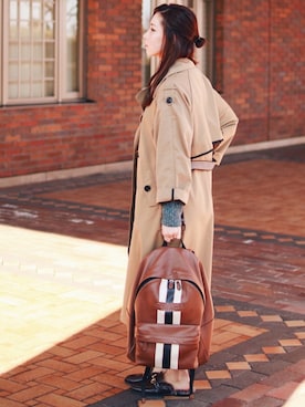 「スリッパ」｜「アイテム（トレンチコート）」を使った、Mizuhoさん（レディース・162cm）の冬コーディネート