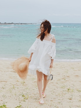 「スリッパ」｜「アイテム（その他）」を使った、Mizuhoさん（レディース・162cm）の夏コーディネート