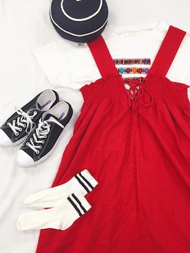 「CHICHIKAKA（チチカカ）のアイテム」を使った、水野ミリナーさん（レディース・160cm）の夏コーディネート