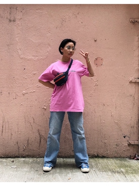 「WKNDRS（ウィーキャンドース）のアイテム」を使った、hoyeekongさん（レディース・155cm）の夏コーディネート