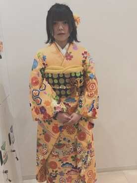 「kimono（キモノ）のアイテム」を使った、kaedeさん（レディース・150cm）の春コーディネート