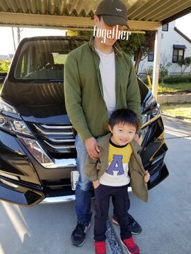 「petit main（プティマイン）のアイテム（Tシャツ/カットソー、イエロー系）」を使った、ao9_sa3さん（キッズ・110cm）の春コーディネート