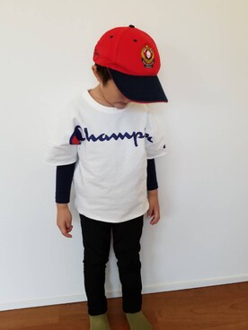 「CIAOPANIC TYPY（チャオパニックティピー）のアイテム（Tシャツ/カットソー、ホワイト系）」を使った、ao9_sa3さん（キッズ・110cm）の春コーディネート