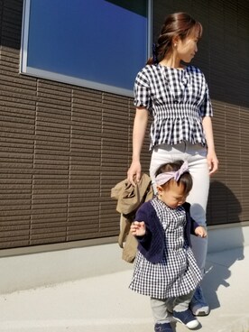 「ROPE' PICNIC（ロペピクニック）のアイテム（シャツ/ブラウス、ホワイト系）」を使った、ao9_sa3さん（キッズ・110cm）の春コーディネート