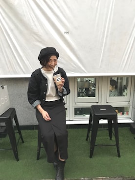 「Casselini（キャセリーニ）のアイテム（ハンチング/ベレー帽）」を使った、mikittyさん（レディース・160cm）の秋コーディネート