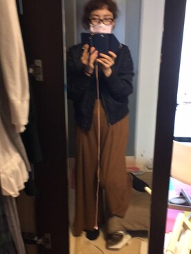 「UNIQLO（ユニクロ）のアイテム（MA-1、ブルー系）」を使った、いきものの聖絵さん（レディース・163cm）の秋コーディネート