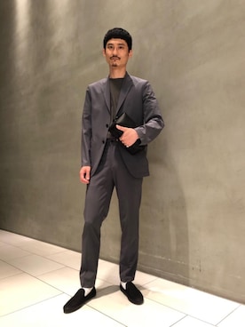 「ビジネス」｜「アイテム（スリッポン）」を使った、DAIGO HAGIWARAさん（メンズ・173cm）の春コーディネート