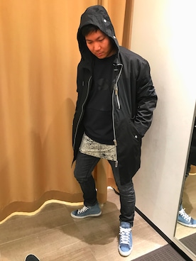 「DIESEL（ディーゼル）のアイテム（ナイロンジャケット）」を使った、osaosaさん（メンズ・170cm）の春コーディネート