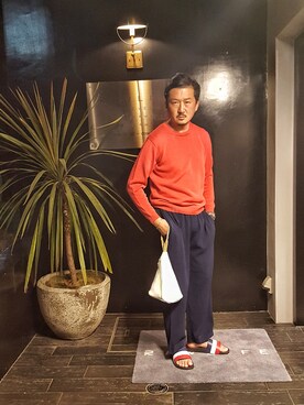 「Magnu（マヌー）のMagnu/マヌー/Tee Pee pouch（ハンドバッグ）」を使った、t頭さん（メンズ・171cm）の春コーディネート