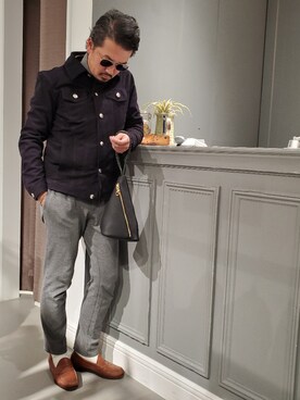 「Magnu（マヌー）のMagnu/マヌー/Tee Pee pouch（ハンドバッグ）」を使った、t頭さん（メンズ・171cm）の冬コーディネート