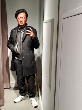 「BOB（ボブ）のアイテム（チェスターコート）」を使った、t頭さん（メンズ・171cm）の秋コーディネート