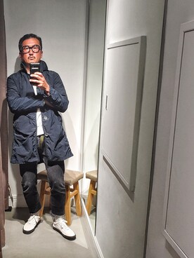 「アイテム（ステンカラーコート）」を使った、t頭さん（メンズ・171cm・40代）の春コーディネート