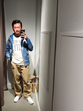 「P.M.D.S.（ピー エム ディー エス）のアイテム（トップス）」を使った、t頭さん（メンズ・171cm）の春コーディネート
