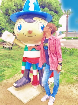 「GAP（ギャップ）のアイテム（シャツ/ブラウス、レッド系）」を使った、あきさん（メンズ・173cm）の秋コーディネート