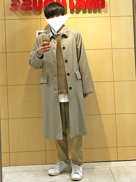 「レイヤードstyle」｜「アイテム（ステンカラーコート）」を使った、KiWAMI86さん（メンズ・165cm）の冬コーディネート
