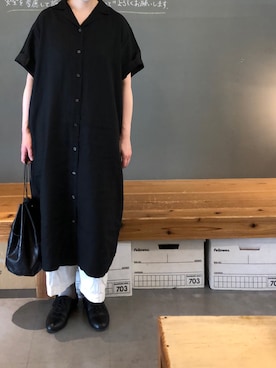 「無印良品（ムジルシリョウヒン）のアイテム（ワンピース/ドレス）」を使った、masumiさん（レディース・158cm）の夏コーディネート