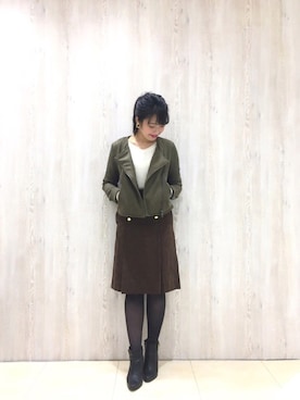 「Te chichi（テチチ）のアイテム（ライダースジャケット）」を使った、yumi.techichiさん（レディース・163cm）の秋コーディネート