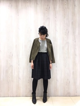 「Te chichi（テチチ）のアイテム（ライダースジャケット）」を使った、yumi.techichiさん（レディース・163cm）の秋コーディネート