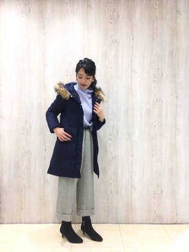 「Te chichi（テチチ）のアイテム（ダウンジャケット/コート）」を使った、yumi.techichiさん（レディース・163cm）の冬コーディネート