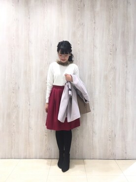 「ラビットファー」｜「アイテム（アクセサリー）」を使った、yumi.techichiさん（レディース・163cm）の冬コーディネート