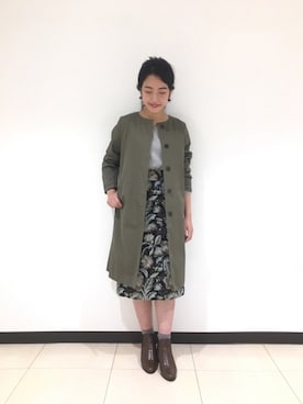 「Te chichi CLASSIC（テチチクラシック）のアイテム（ノーカラージャケット）」を使った、yumi.techichiさん（レディース・163cm）の秋コーディネート