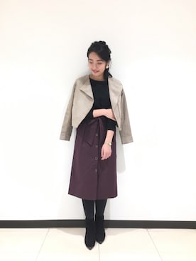 「Te chichi（テチチ）のアイテム（ライダースジャケット）」を使った、yumi.techichiさん（レディース・163cm）の秋コーディネート