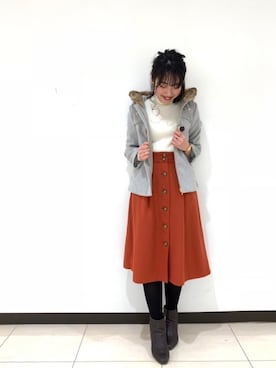 「Te chichi（テチチ）のアイテム（ダッフルコート）」を使った、yumi.techichiさん（レディース・163cm）の冬コーディネート