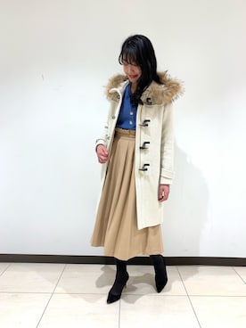 「Te chichi（テチチ）のアイテム（ダッフルコート）」を使った、yumi.techichiさん（レディース・163cm）の冬コーディネート