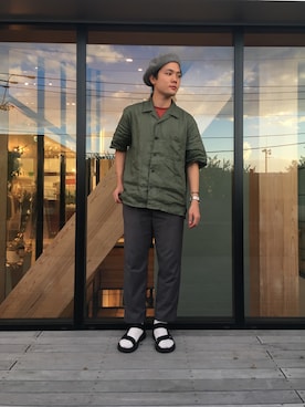 「koe（コエ）のアイテム（ハンチング/ベレー帽）」を使った、いとっちさん（メンズ・171cm）の夏コーディネート