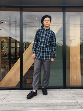 「koe（コエ）のアイテム（ハンチング/ベレー帽）」を使った、いとっちさん（メンズ・171cm）の夏コーディネート