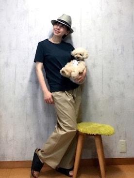 「SCYE BASICS（サイベーシックス）のアイテム（Tシャツ/カットソー）」を使った、chaco♪さん（レディース・157cm）の夏コーディネート