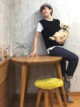 「SCYE BASICS（サイベーシックス）のアイテム（デニムパンツ）」を使った、chaco♪さん（レディース・157cm）の秋コーディネート