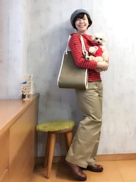 「SCYE BASICS（サイベーシックス）のアイテム（チノパンツ）」を使った、chaco♪さん（レディース・157cm）の秋コーディネート