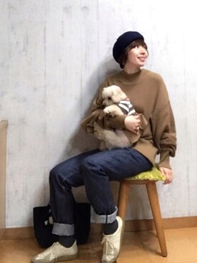 「SCYE BASICS（サイベーシックス）のアイテム（デニムパンツ）」を使った、chaco♪さん（レディース・157cm）の秋コーディネート