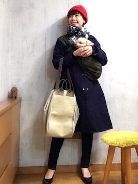 「赤ニット帽」｜chaco♪さん（レディース・157cm）の春コーディネート