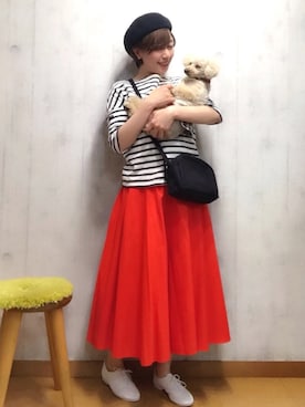「ベレー帽推奨委員会」｜「アイテム（バレエシューズ）」を使った、chaco♪さん（レディース・157cm）の春コーディネート