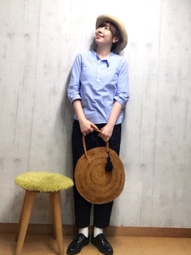 「SCYE BASICS（サイベーシックス）のアイテム（スラックス）」を使った、chaco♪さん（レディース・157cm）の春コーディネート