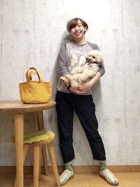「SCYE BASICS（サイベーシックス）のアイテム（デニムパンツ）」を使った、chaco♪さん（レディース・157cm）の夏コーディネート