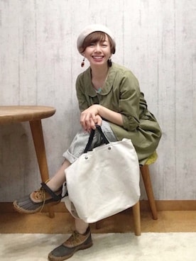 「ベレー帽推奨委員会」｜「アイテム（シャツワンピース）」を使った、chaco♪さん（レディース・157cm）の夏コーディネート